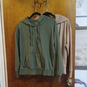 Time and Tru Green and Tan Hooded Jackets